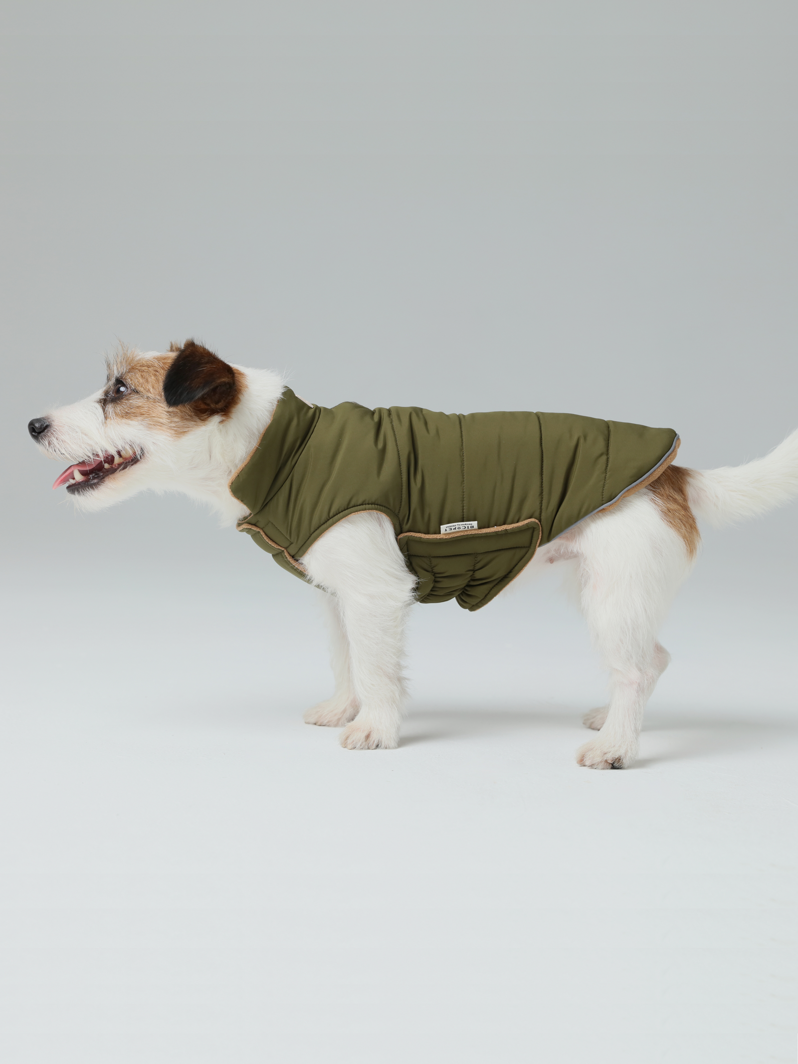 ベスト REVERSIBLE BOA COAT PMAC-VT03 PEHOM｜REVERSIBLE DOG VEST JACKET - GREEN BROWN – pehomnyc