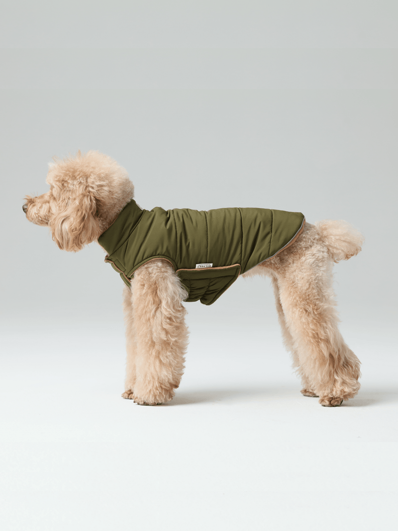 Reversible Dog Vest Jacket - Green Brown