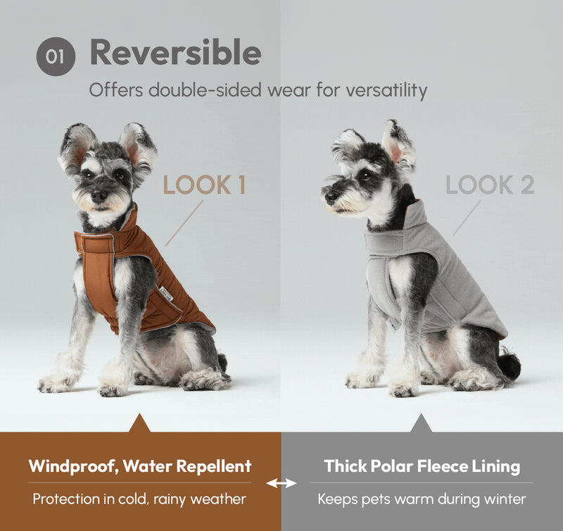 Reversible Dog Vest Jacket - Orange Grey