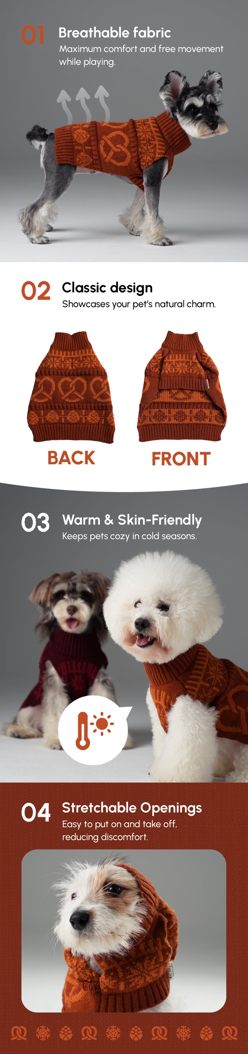 Pretzel Pet Sweater - Tofee Orange