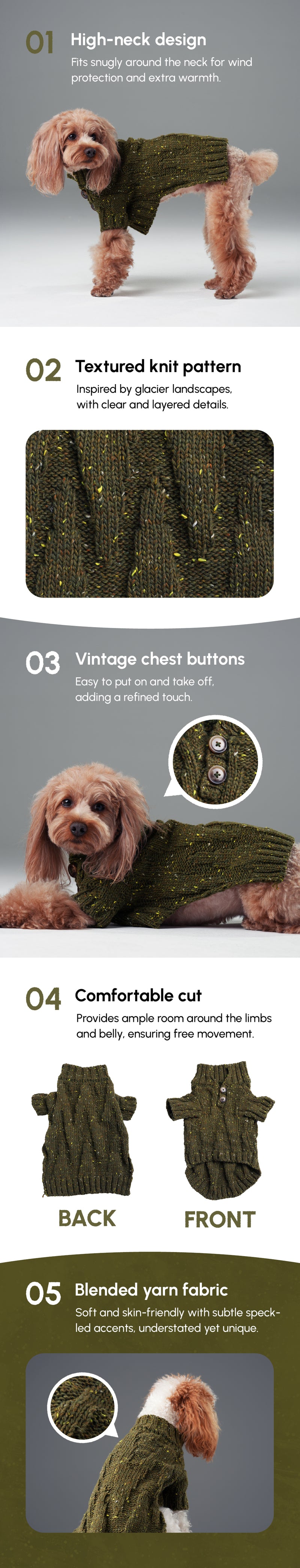 GLACIER PET SWEATER - OLIVE GREEN