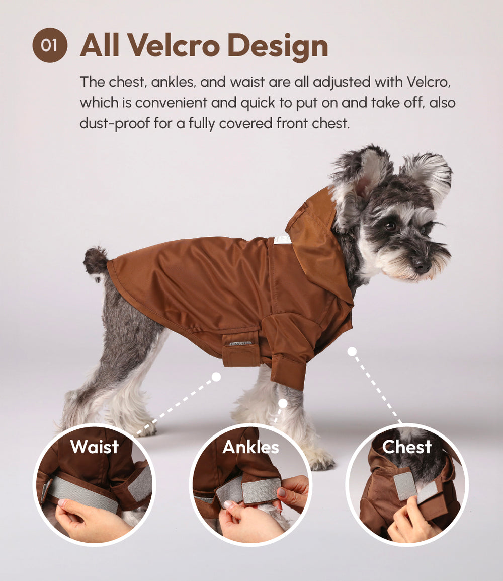 PEHOM｜TRIBECA ADJUSTABLE VELCRO RAINCOAT - CHOCO – pehomnyc