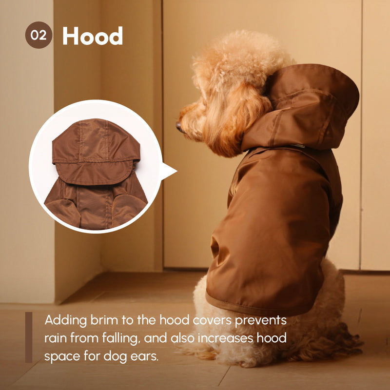 Tribeca adjustable velcro raincoat -  Choco